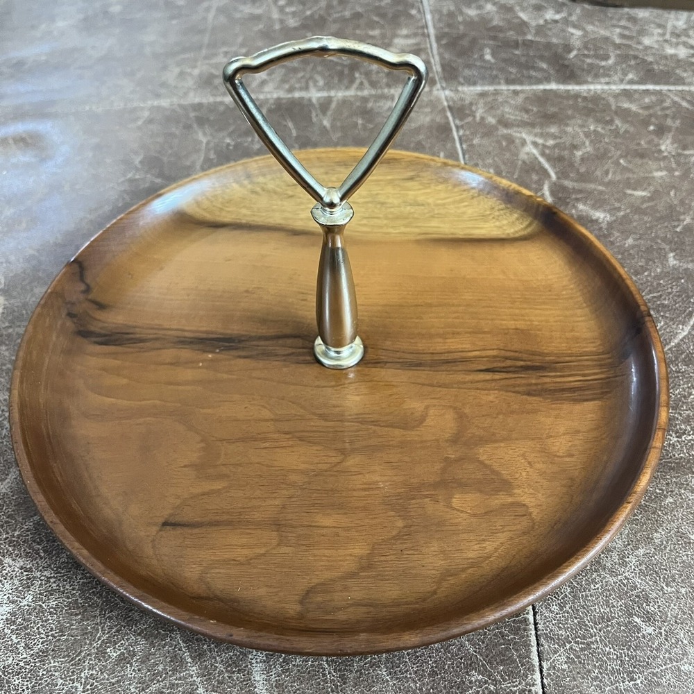 Ralph A Bailey Myrtlewood Serving Tray Unisex 9.25in Brown MCM Wood Handle Dish